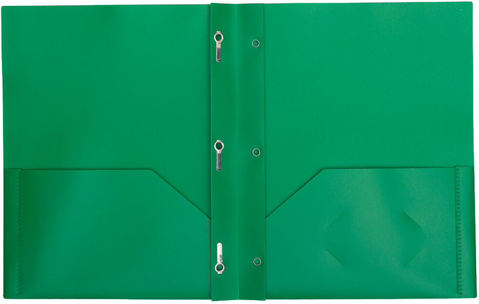 Green 9 x 12 Plastic Pop Folders with Clasp