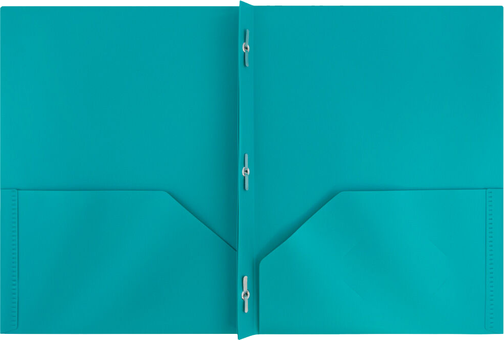 Teal Blue 9 x 12 Plastic Pop Folders with Clasp