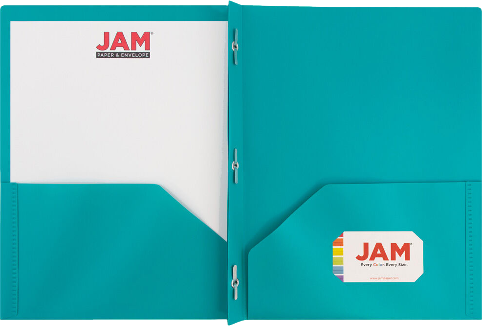 Teal Blue 9 x 12 Plastic Pop Folders with Clasp