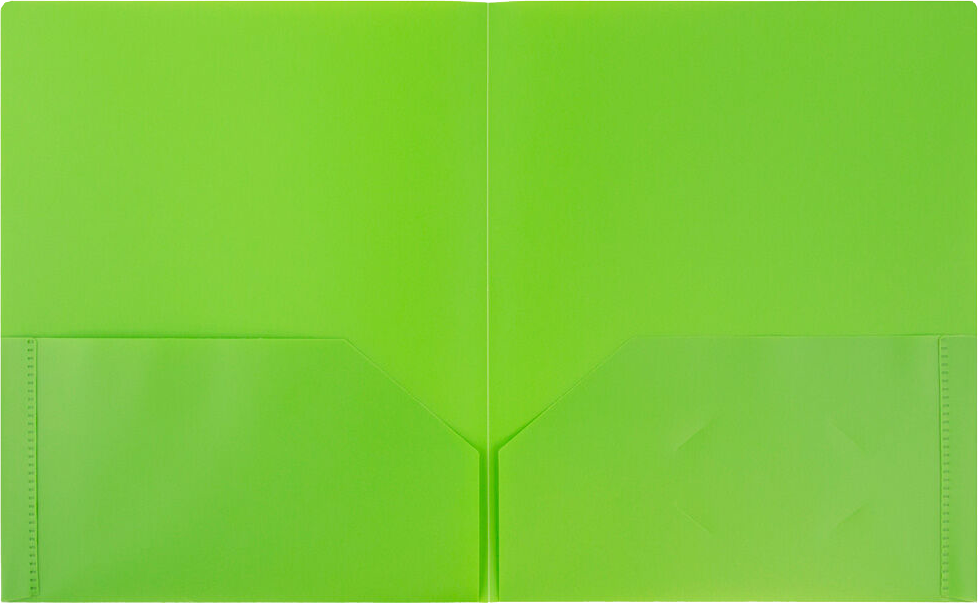 Lime Green 9 x 12 Plastic Pop Folders