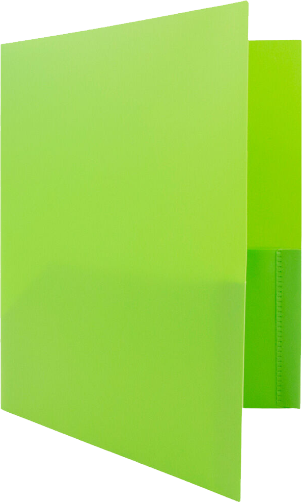 Lime Green 9 x 12 Plastic Pop Folders