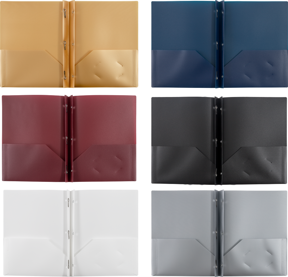 Assorted Professional 9 x 12 Plastic Pop with Clasp Folders - 6 Pack