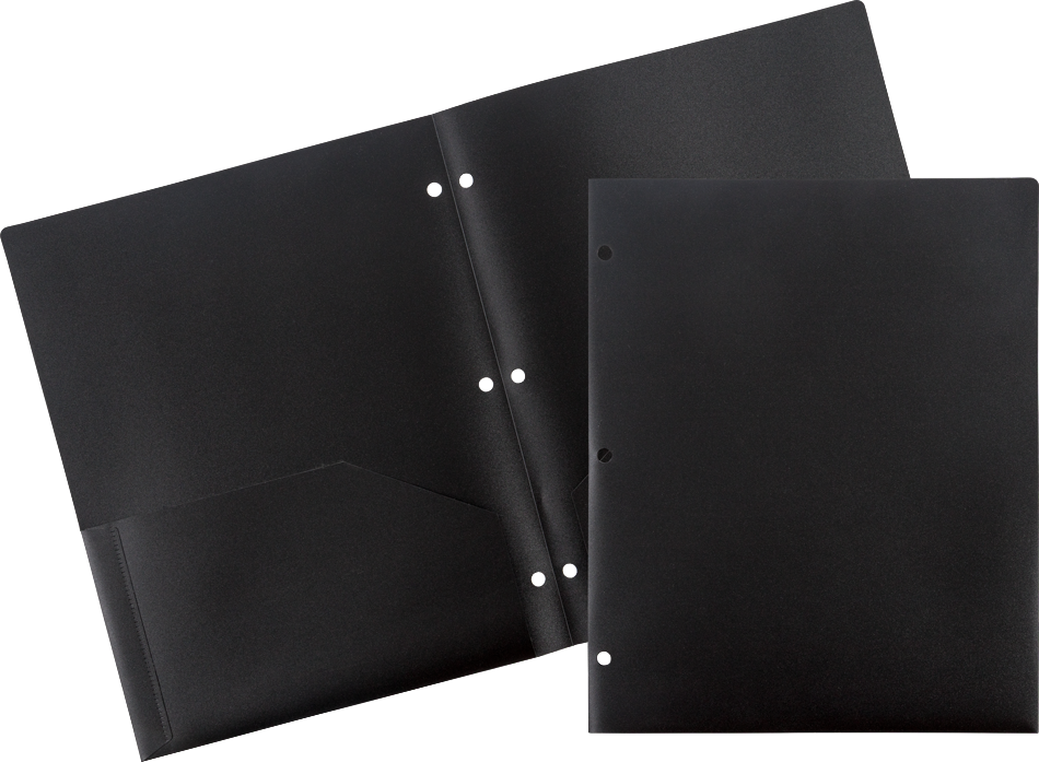 Assorted Professional 9 x 12 Plastic Pop 3 Hole Punch Folders - 6 Pack
