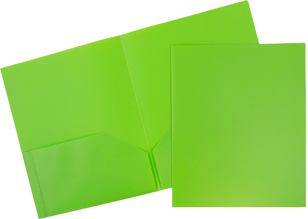 Assorted Primary 9 x 12 Plastic Pop Folders - 6 Pack