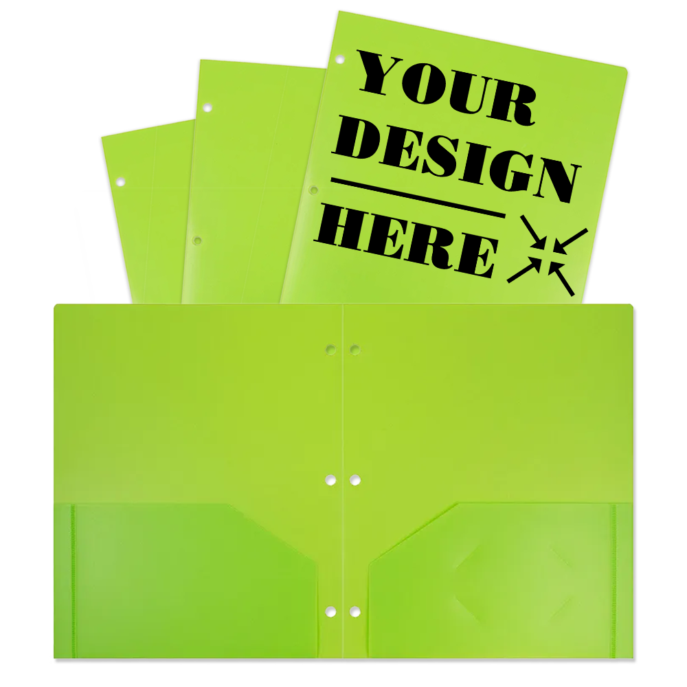 Lime Green 9 x 12 Plastic 3 Hole Punched Duty Folders