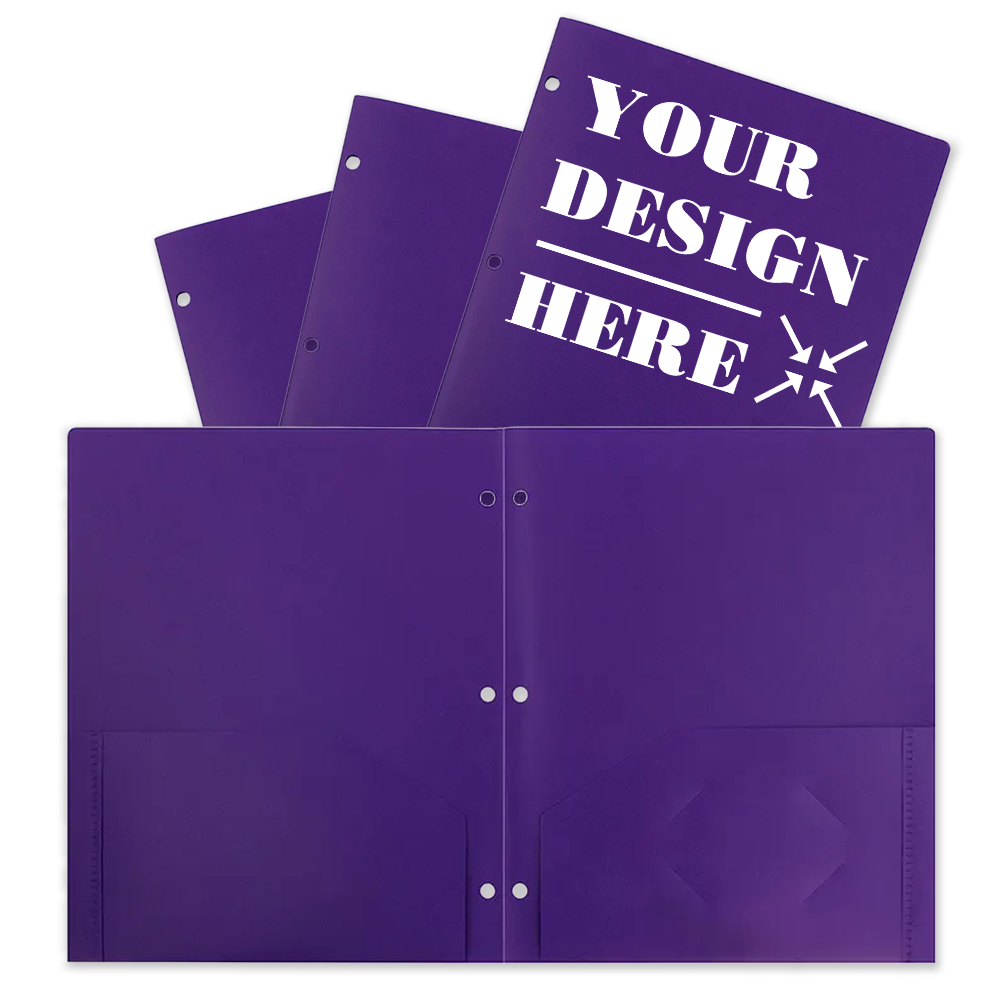 Purple 9 x 12 Plastic 3 Hole Punched Duty Folders