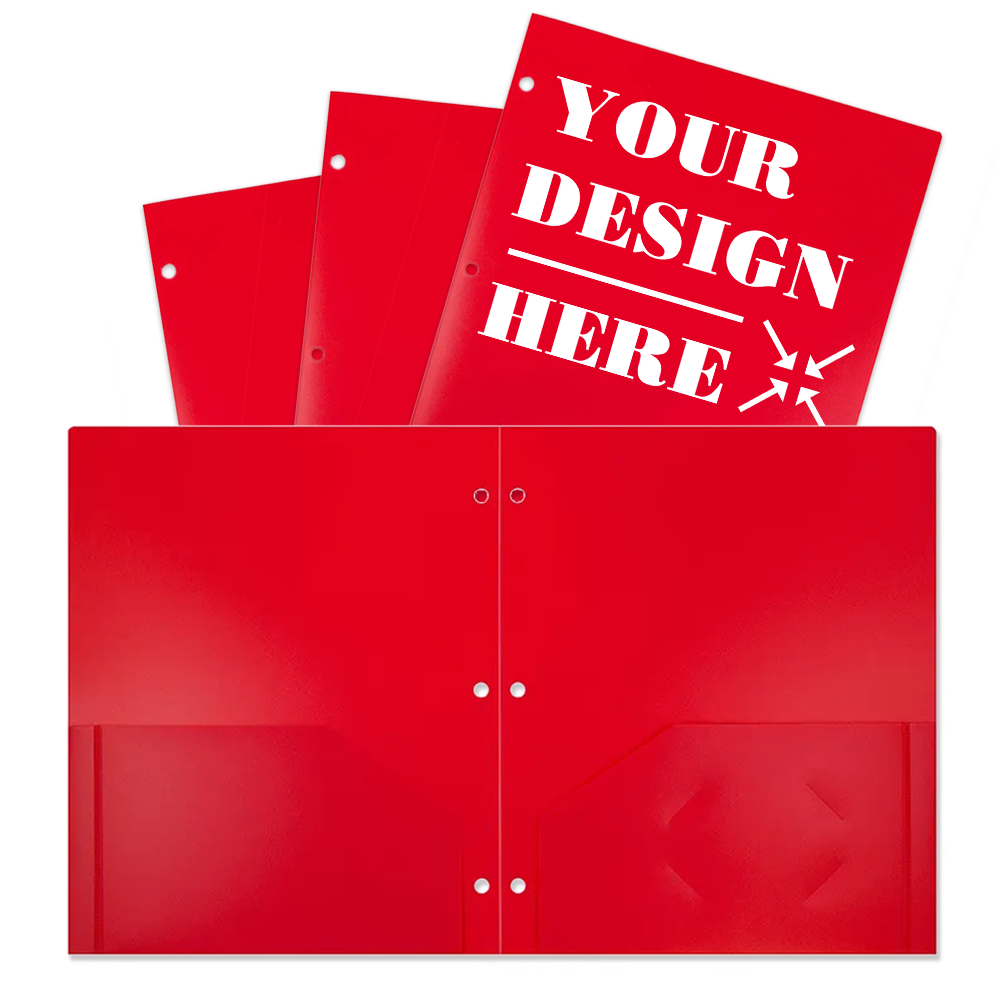 Red 9 x 12 Plastic 3 Hole Punched Duty Folders