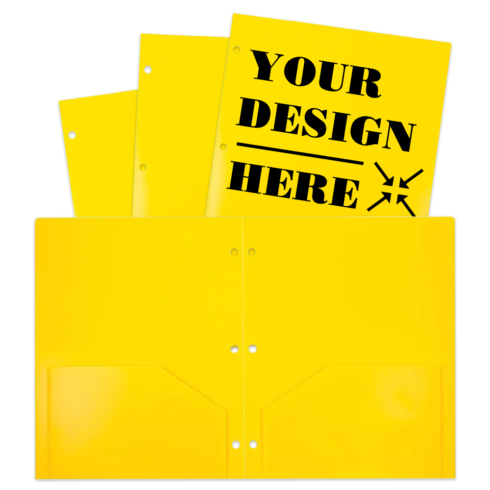 Yellow 9 x 12 Plastic 3 Hole Punched Duty Folders