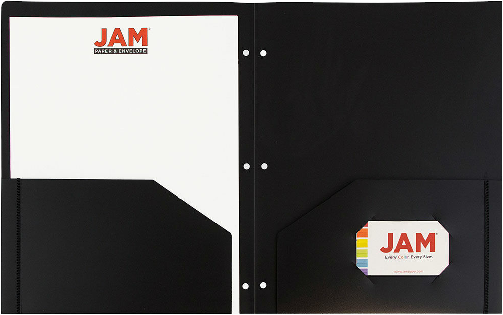 Black 9 x 12 Plastic 3 Hole Punched Duty Folders