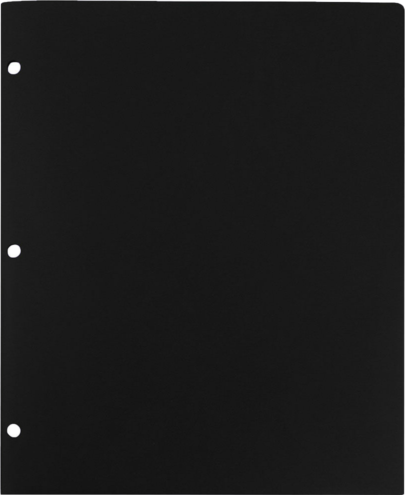 Black 9 x 12 Plastic 3 Hole Punched Duty Folders