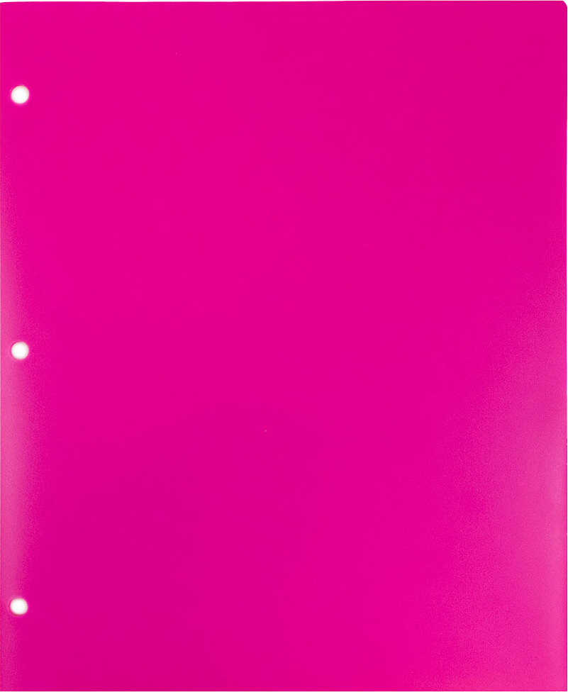 Fuchsia 9 x 12 Plastic 3 Hole Punched Duty Folders