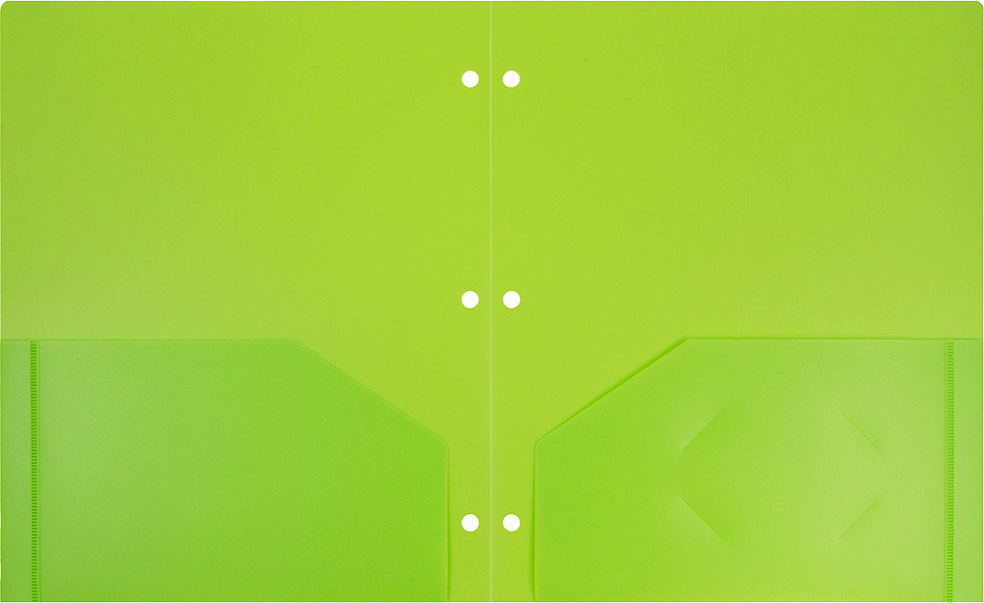 Lime Green 9 x 12 Plastic 3 Hole Punched Duty Folders