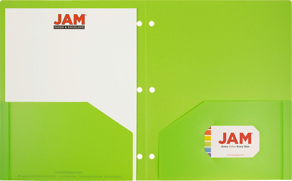 Lime Green 9 x 12 Plastic 3 Hole Punched Duty Folders