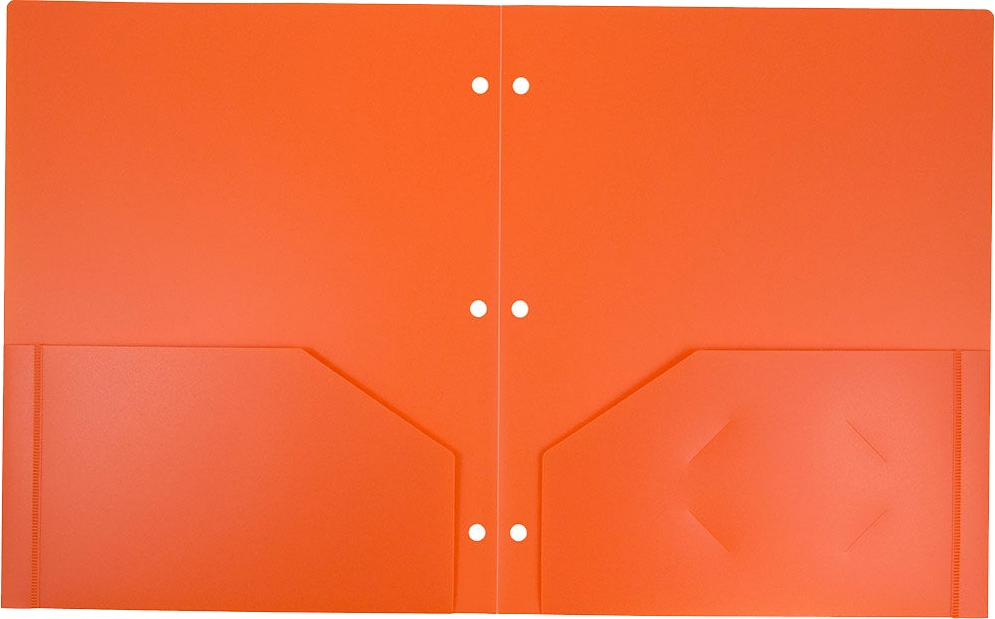 Orange 9 x 12 Plastic 3 Hole Punched Duty Folders