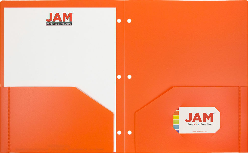 Orange 9 x 12 Plastic 3 Hole Punched Duty Folders