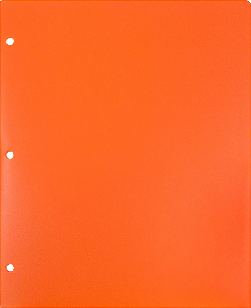 Orange 9 x 12 Plastic 3 Hole Punched Duty Folders