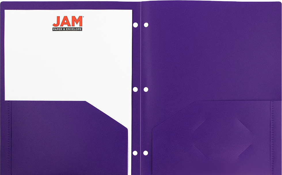 Purple 9 x 12 Plastic 3 Hole Punched Duty Folders