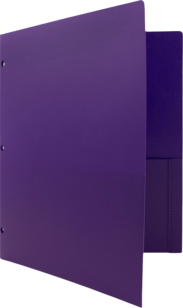 Purple 9 x 12 Plastic 3 Hole Punched Duty Folders