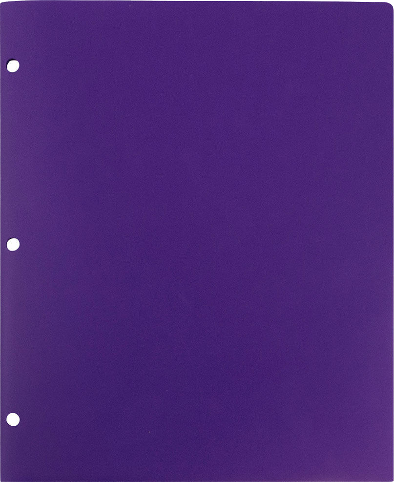Purple 9 x 12 Plastic 3 Hole Punched Duty Folders