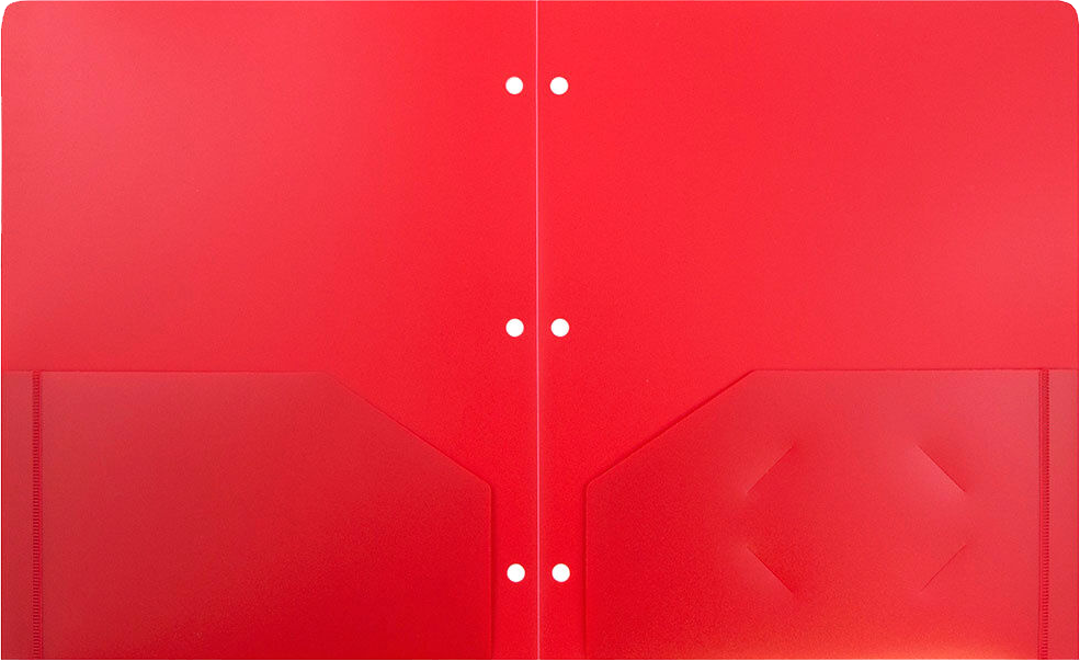 Red 9 x 12 Plastic 3 Hole Punched Duty Folders