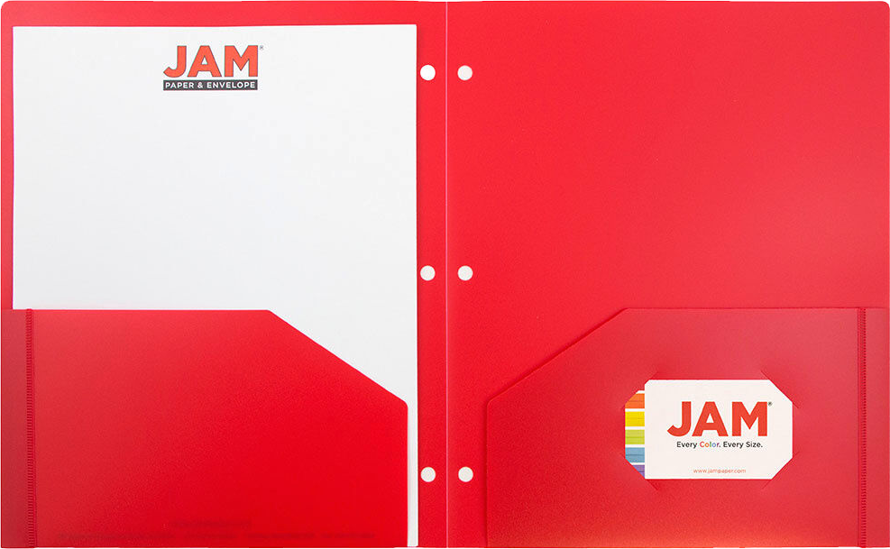 Red 9 x 12 Plastic 3 Hole Punched Duty Folders