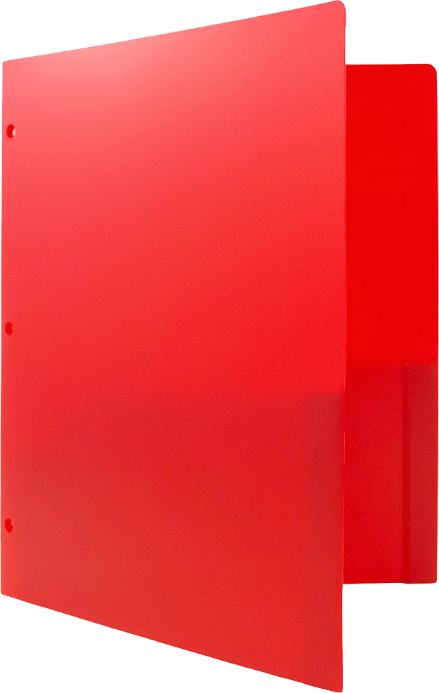 Red 9 x 12 Plastic 3 Hole Punched Duty Folders