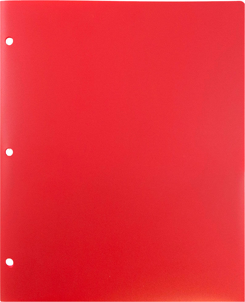 Red 9 x 12 Plastic 3 Hole Punched Duty Folders