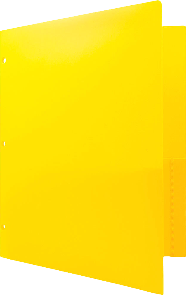 Yellow 9 x 12 Plastic 3 Hole Punched Duty Folders