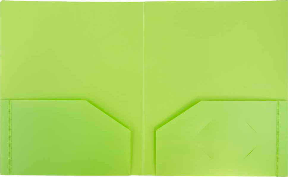 Lime Green 9 x 12 Plastic Heavy Duty Folders