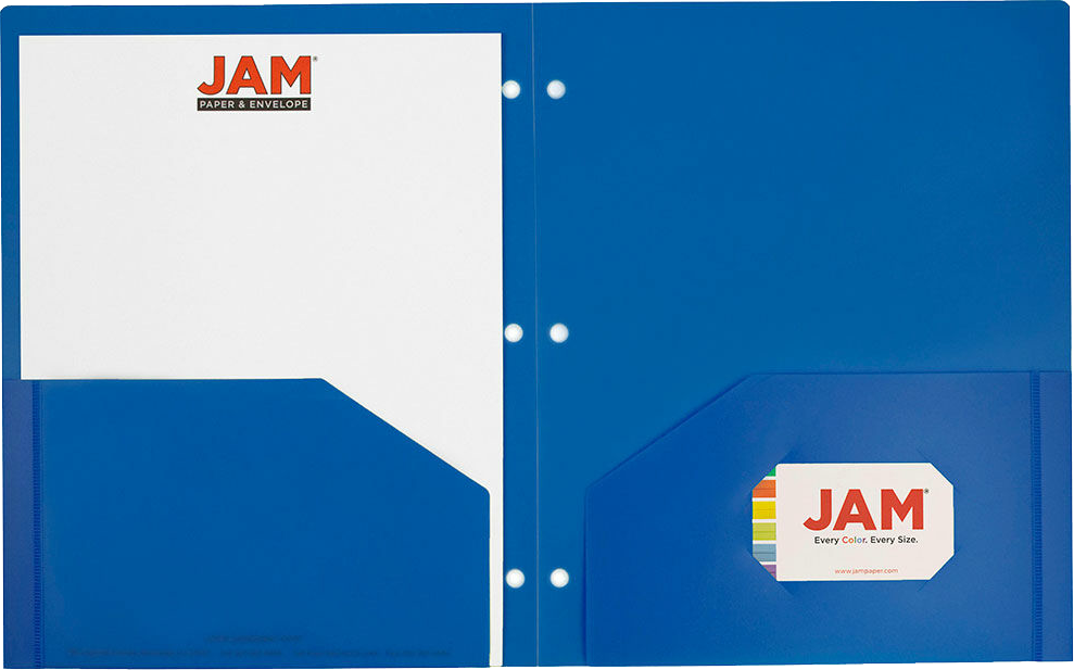 Blue 9 x 12 Plastic 3 Hole Punched Duty Folders