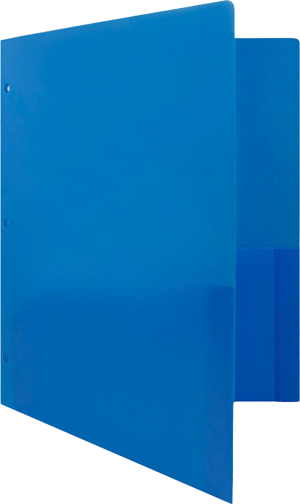 Blue 9 x 12 Plastic 3 Hole Punched Duty Folders