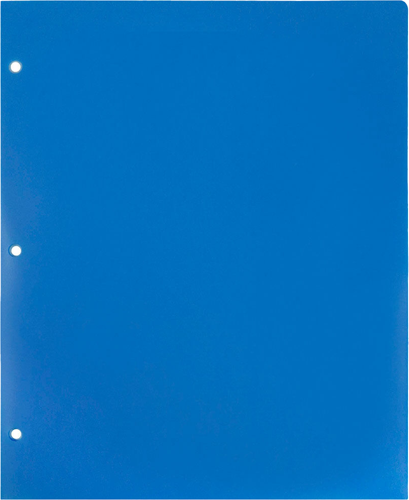 Blue 9 x 12 Plastic 3 Hole Punched Duty Folders