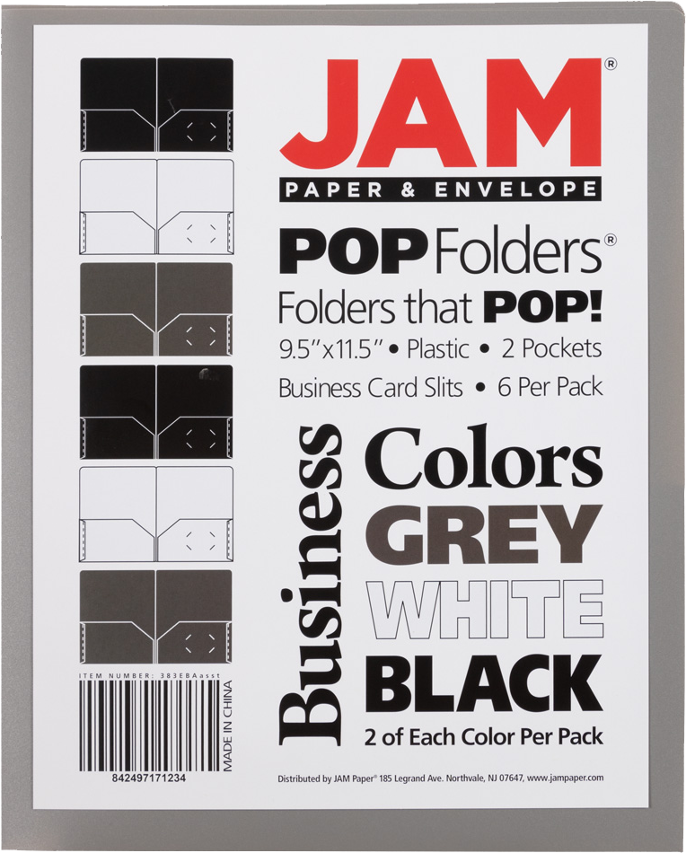 Assorted Business 9 x 12 Plastic Pop Folders - 6 Pack