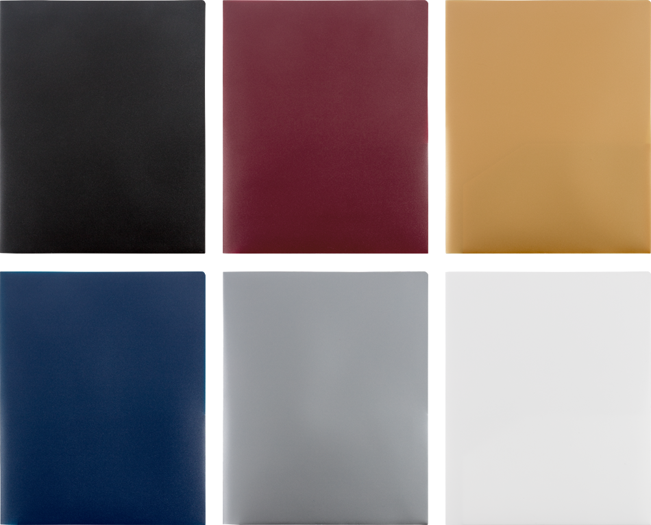 Assorted Professional 9 x 12 Plastic Pop Folders - 6 Pack