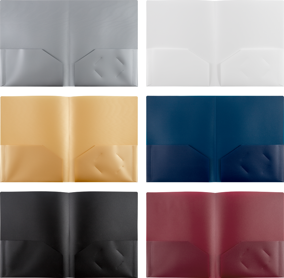 Assorted Professional 9 x 12 Plastic Pop Folders - 6 Pack