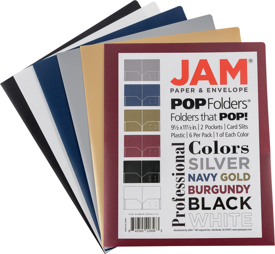 Assorted Professional 9 x 12 Plastic Pop Folders - 6 Pack