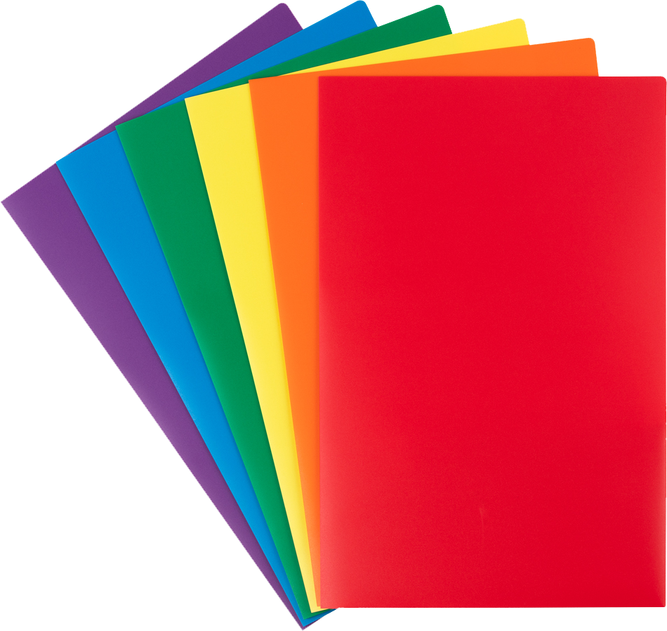 Assorted Primary 9 x 14 1/2 Legal Plastic Heavy Duty Folders - 6 Pack