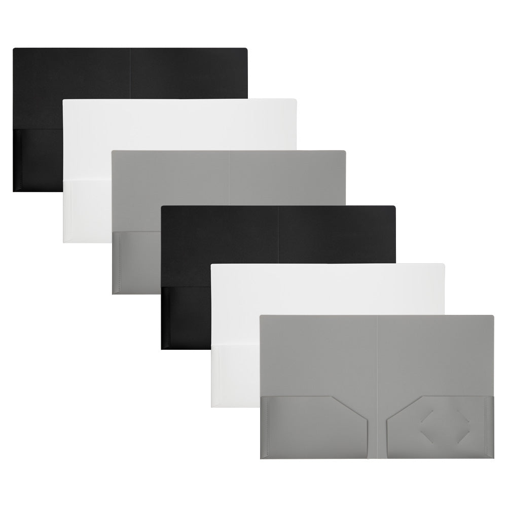 Assorted Business 9 x 12 Plastic Heavy Duty Folders - 6 Pack
