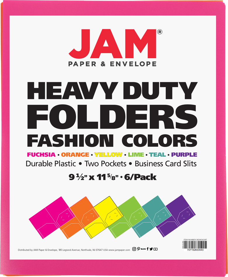 Assorted Fashion 9 x 12 Plastic Heavy Duty Folders - 6 Pack