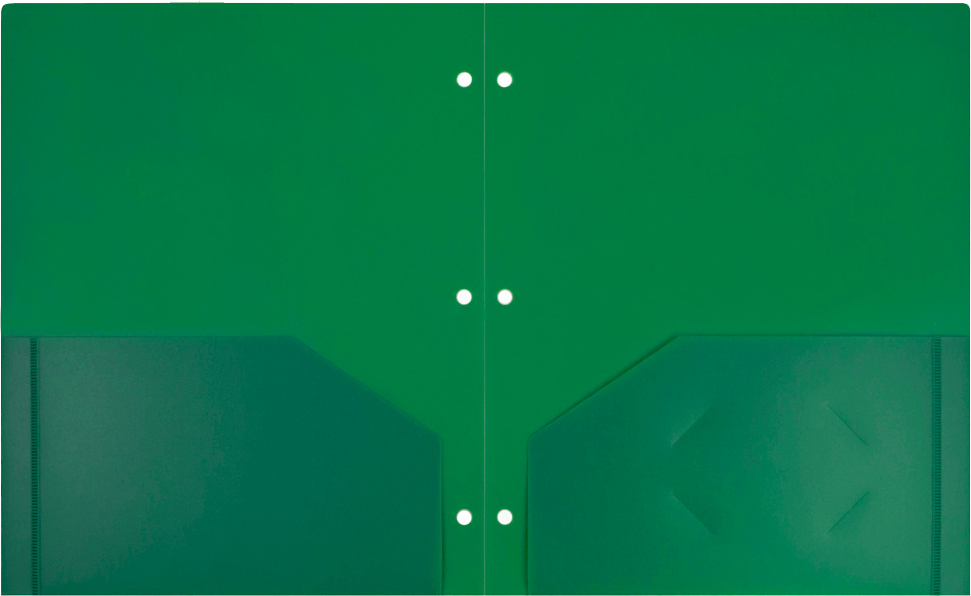 Green 9 x 12 Plastic 3 Hole Punched Duty Folders