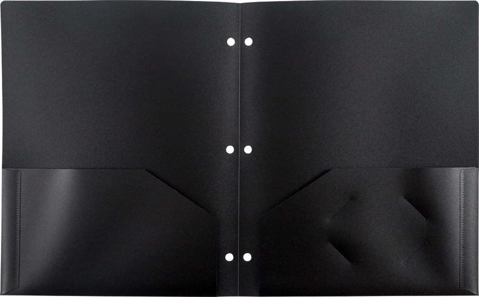 Assorted Professional 9 x 12 Plastic Heavy Duty 3 Hole Punch Folders - 6 Pack