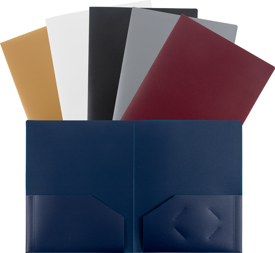 Assorted Professional 9 x 12 Plastic Heavy Duty Folders - 6 Pack