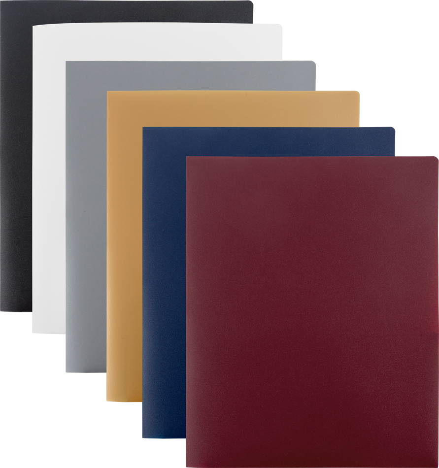 Assorted Professional 9 x 12 Plastic Heavy Duty Folders - 6 Pack