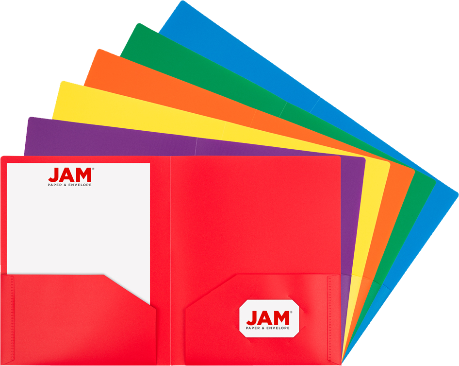 Assorted Primary 9 x 12 Plastic Heavy Duty Folders - 6 Pack