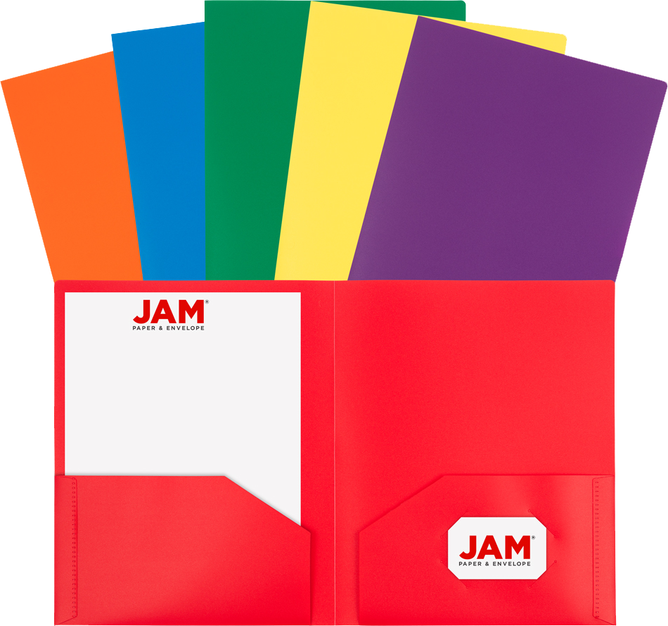 Assorted Primary 9 x 12 Plastic Heavy Duty Folders - 6 Pack