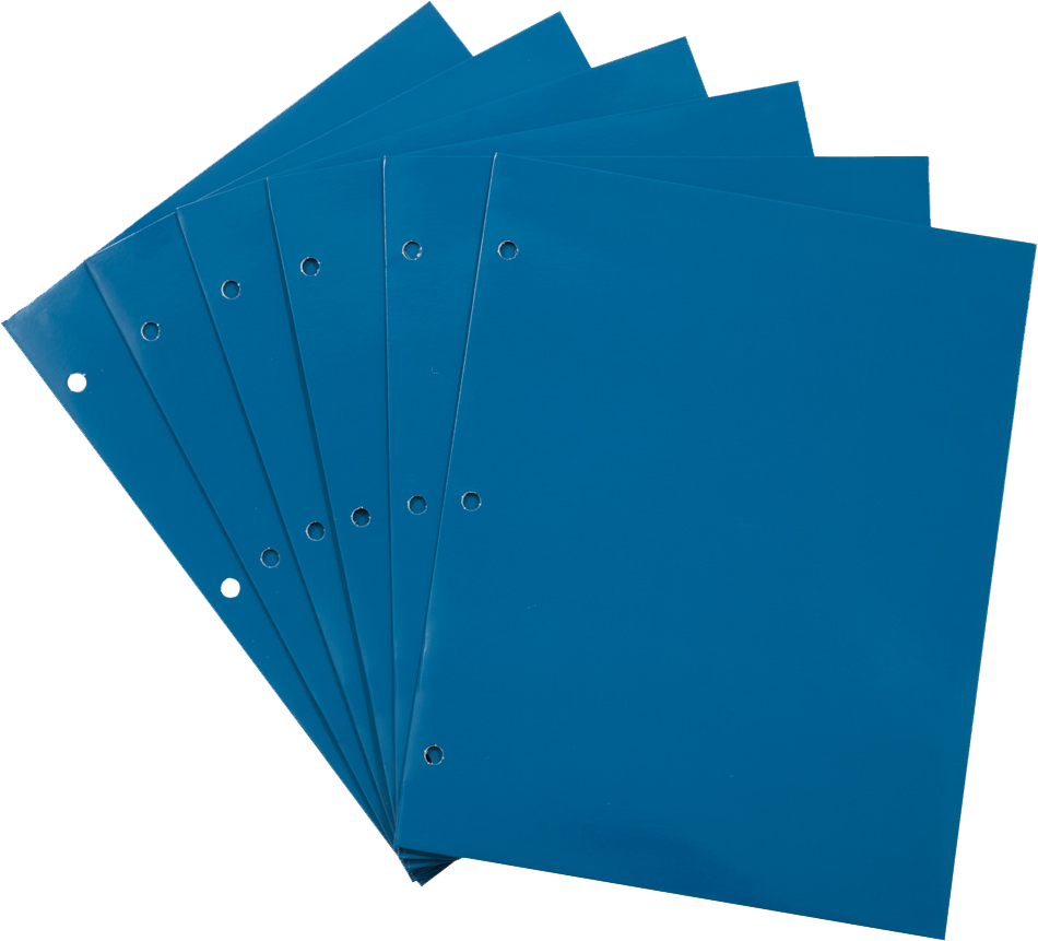 Glossy Blue 9 x 12 3 Hole Punch Folders