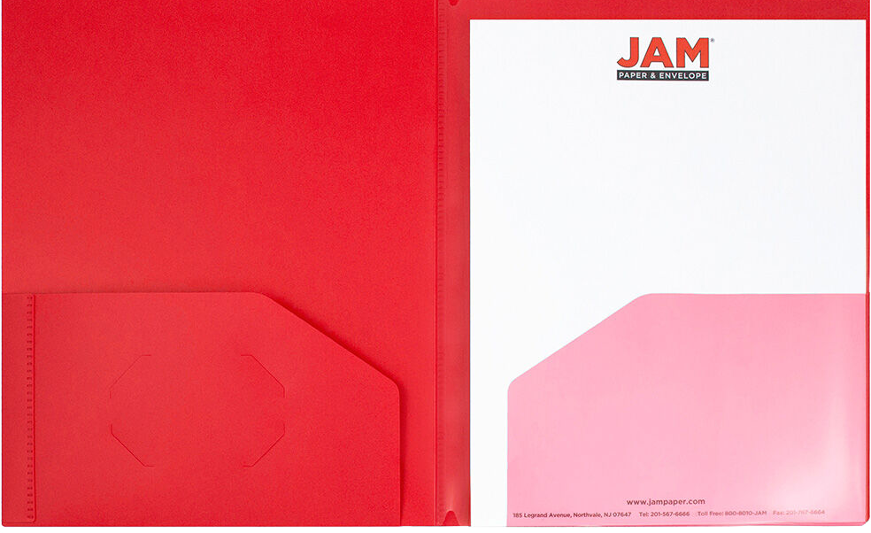Red 9 x 12 Plastic 4 Pocket Folders