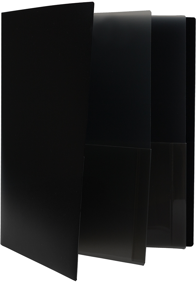 Black 9 x 12 Plastic 6 Pocket Folders