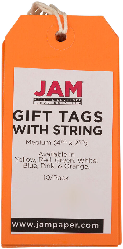 Orange Medium Gift Tags (4 1/4 x 2 3/8) - 10 Pack