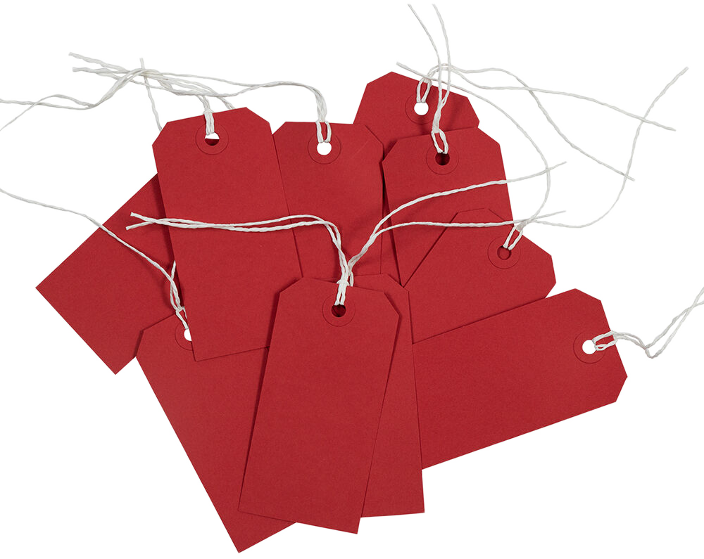 Red Medium Gift Tags (4 1/4 x 2 3/8) - 10 Pack